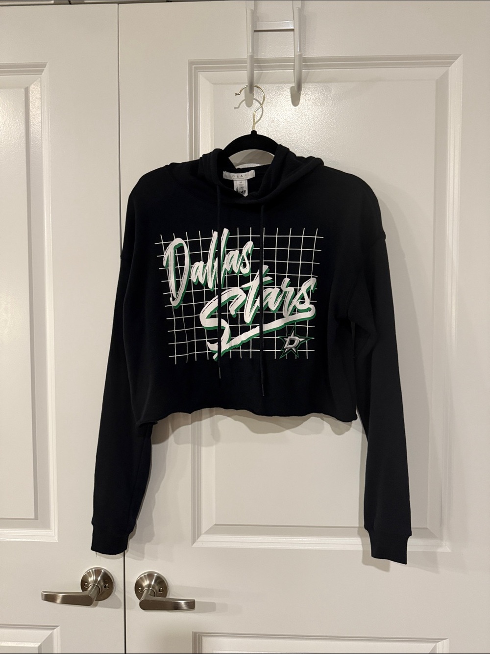 Dallas Stars Black Cropped Hoodie Sweater with Graphic